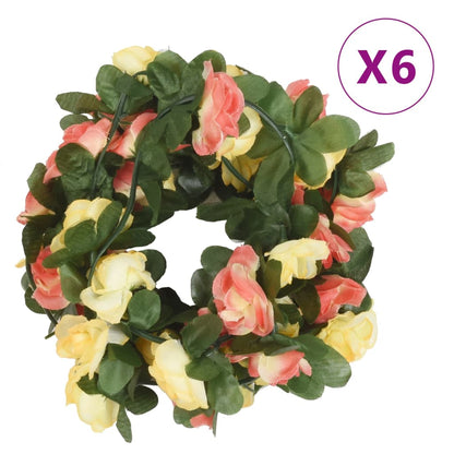 Artificial Flower Garlands 6 pcs Spring Sunset Red 250 cm