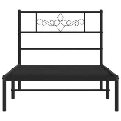 Metal Bed Frame without Mattress with Headboard Black 90x190cm