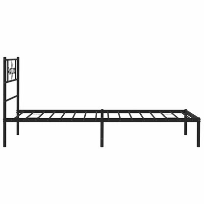 Metal Bed Frame without Mattress with Headboard Black 100x190cm