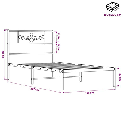 Bed Frame | Black | Powder-Coated Steel | Single | Bed Frame