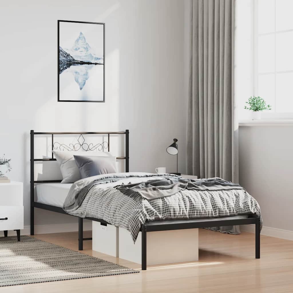 Bed Frame | Black | Powder-Coated Steel | Single | Bed Frame