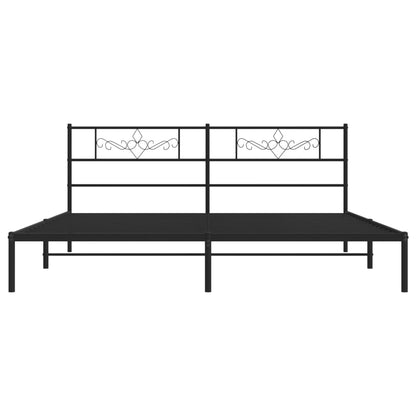 Metal Bed Frame without Mattress with Headboard Black 180x200cm