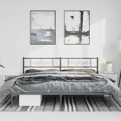 Metal Bed Frame without Mattress with Headboard Black 193x203cm