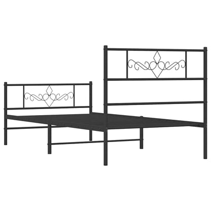 Bed Frame | Black | Powder-Coated Steel | Single | Rectangular | Modern