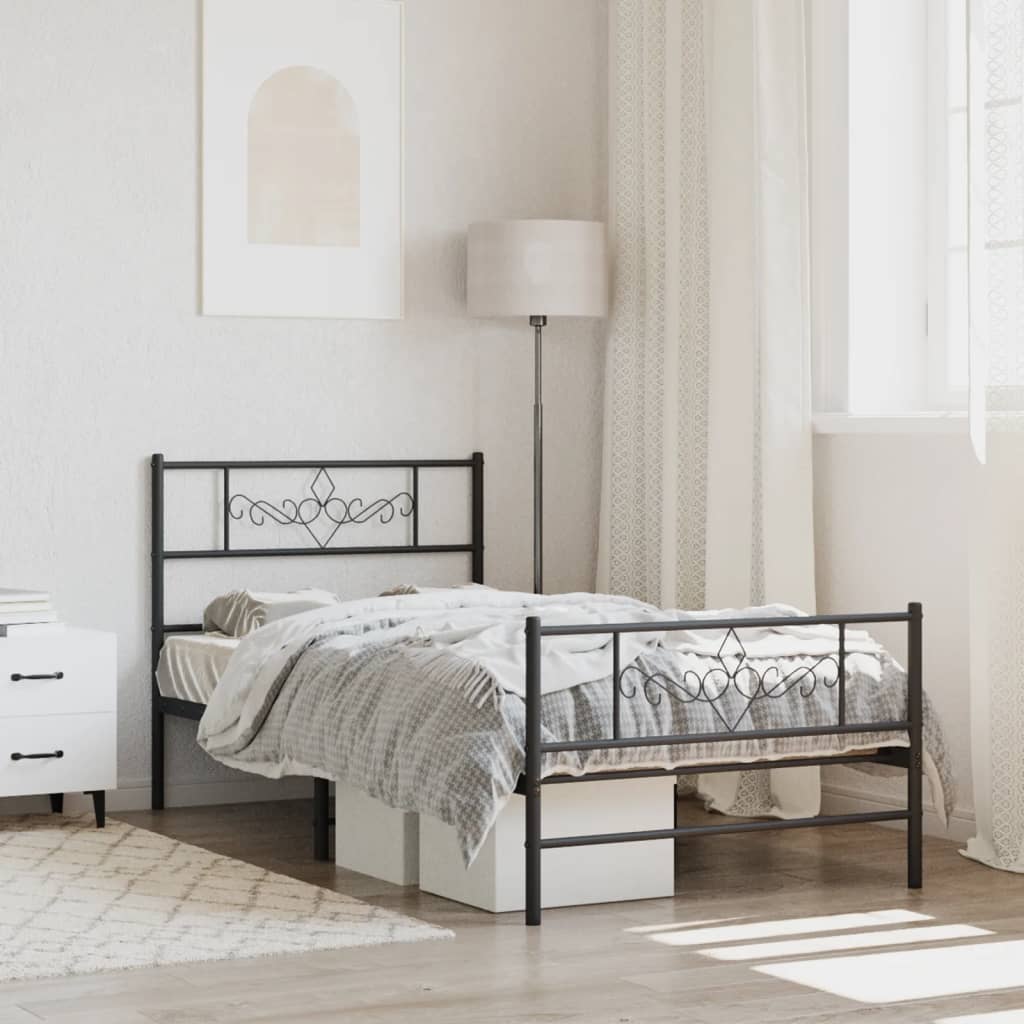 Bed Frame | Black | Powder-Coated Steel | Single | Storage | Bed Frame