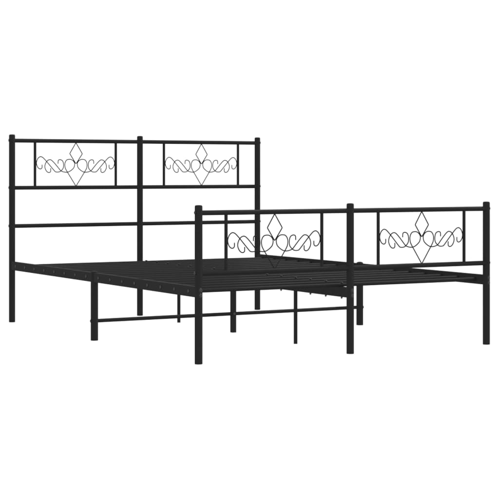 Metal Bed Frame without Mattress with Footboard Black 120x190cm