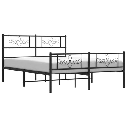Metal Bed Frame without Mattress with Footboard Black 120x190cm