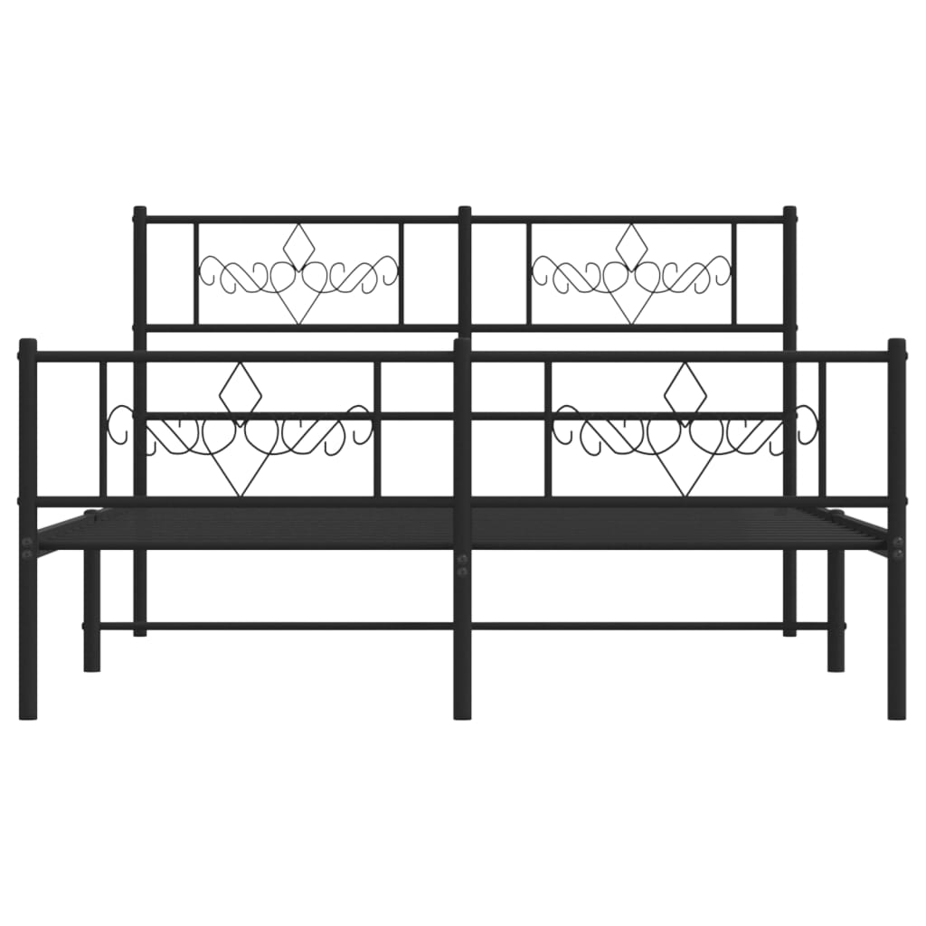Metal Bed Frame without Mattress with Footboard Black 120x190cm