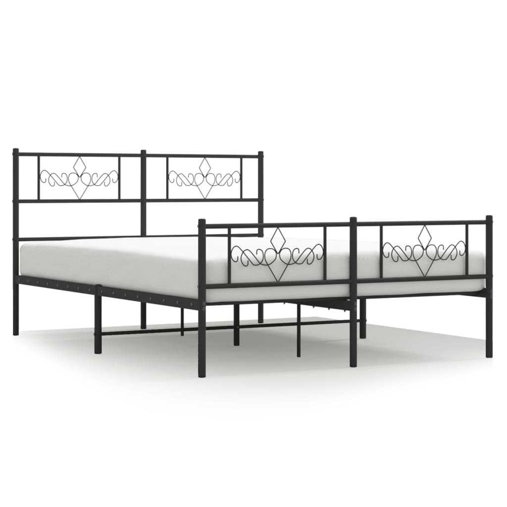 Metal Bed Frame without Mattress with Footboard Black 160x200cm