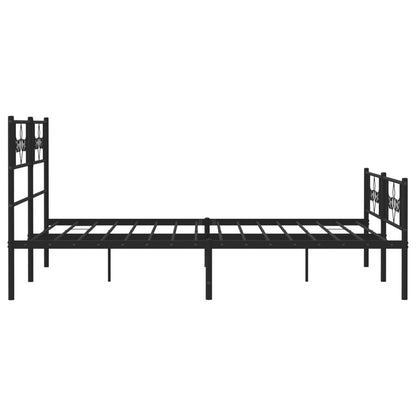 Metal Bed Frame without Mattress with Footboard Black 160x200cm