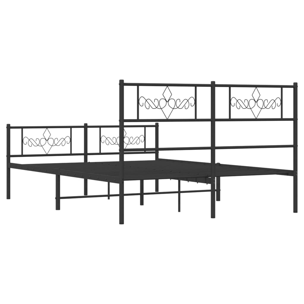 Metal Bed Frame without Mattress with Footboard Black 160x200cm