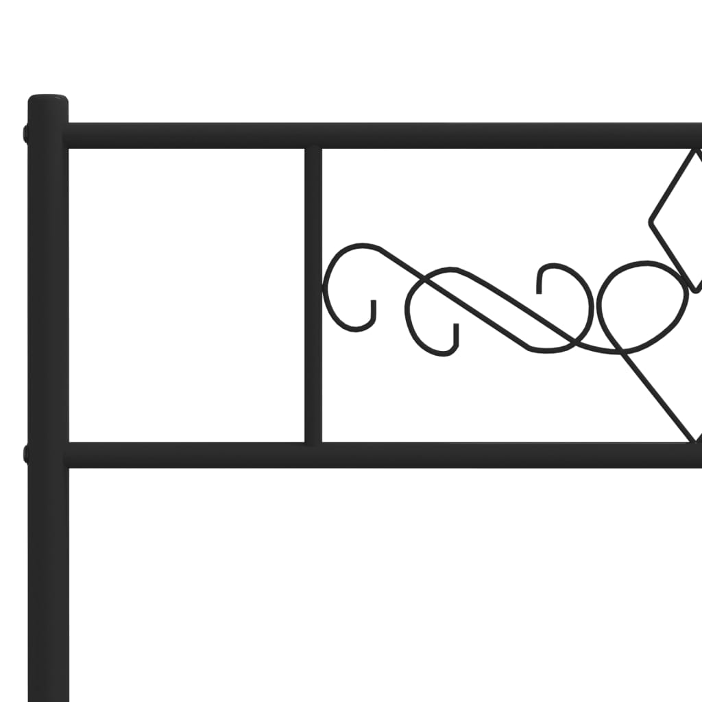 Metal Bed Frame without Mattress with Footboard Black 180x200cm
