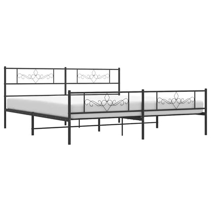 Metal Bed Frame without Mattress with Footboard Black 183x213cm