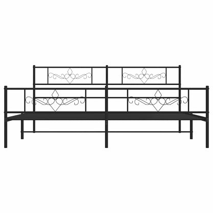 Metal Bed Frame without Mattress with Footboard Black 183x213cm