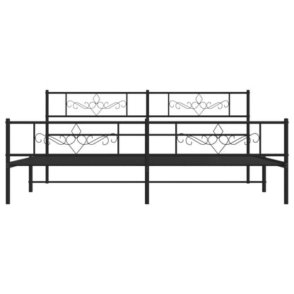 Metal Bed Frame without Mattress with Footboard Black 200x200cm