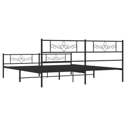 Metal Bed Frame without Mattress with Footboard Black 200x200cm