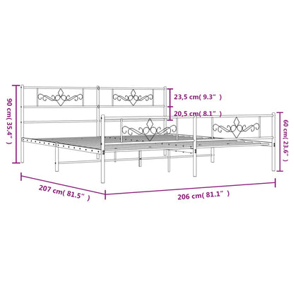Metal Bed Frame without Mattress with Footboard Black 200x200cm