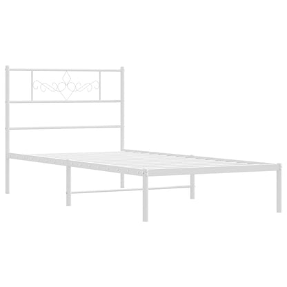 Metal Bed Frame without Mattress with Headboard White 100x190cm