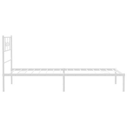 Metal Bed Frame without Mattress with Headboard White 100x190cm