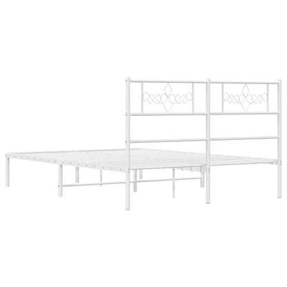 Metal Bed Frame without Mattress with Headboard White 135x190cm