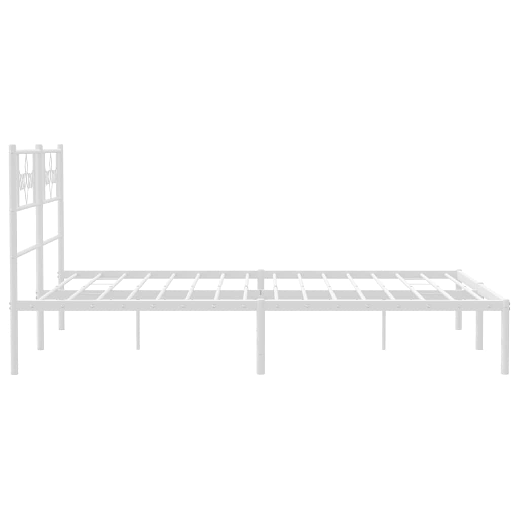 Metal Bed Frame without Mattress with Headboard White 150x200cm
