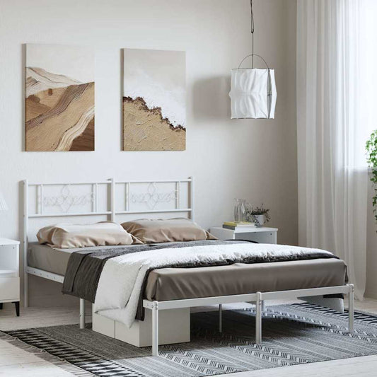 Bed Frame | White | Powder-Coated Steel | King | Bed Frame | Rectangular