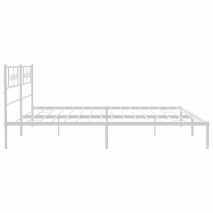 Metal Bed Frame without Mattress with Headboard White 193x203cm