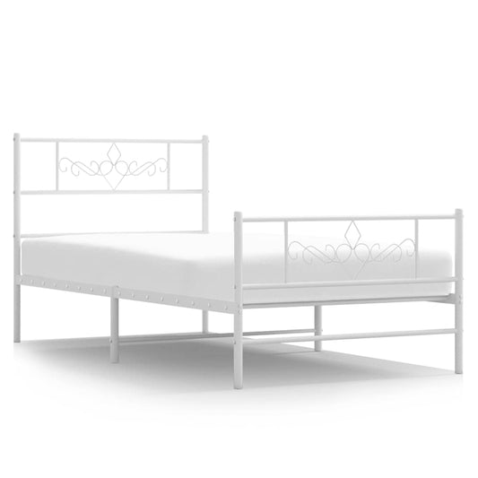 Bed Frame | White | Steel | Single | Modern | Bed Frame | Rectangular