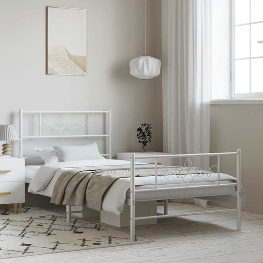 Bed Frame | White | Steel | Single | Modern | Bed Frame | Rectangular