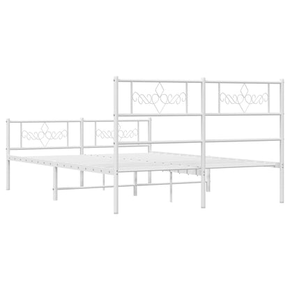 Metal Bed Frame without Mattress with Footboard White 135x190cm