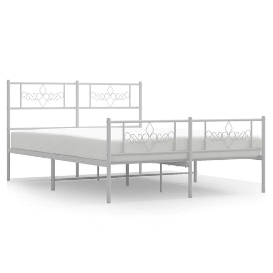 Bed Frame | White | Powder-Coated Steel | Double | Bed Frame
