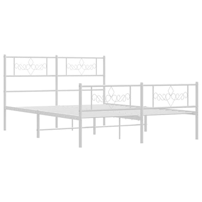 Metal Bed Frame without Mattress with Footboard White 150x200cm