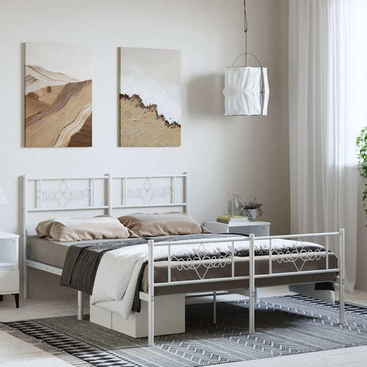 Bed Frame | White | Powder-Coated Steel | Double | Bed Frame