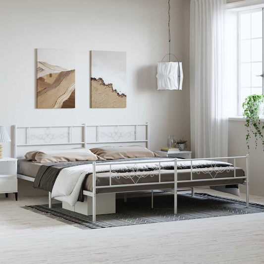 Bed Frame | White | Powder-Coated Steel | 193x203 cm | Bed Frame