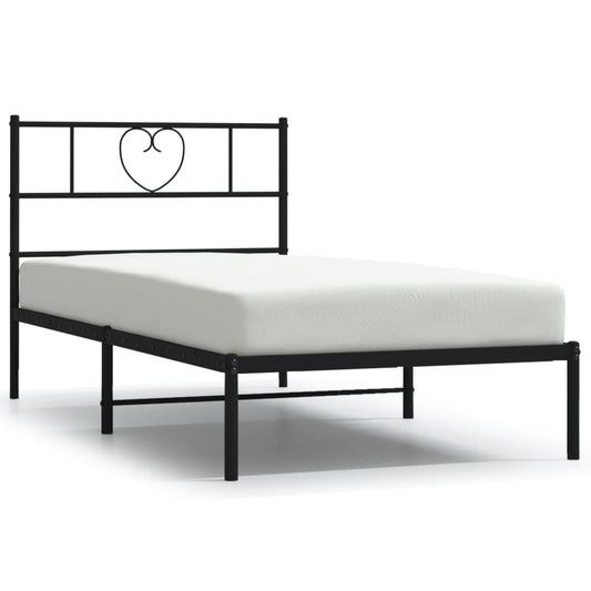 Metal Bed Frame without Mattress with Headboard Black 80x200cm