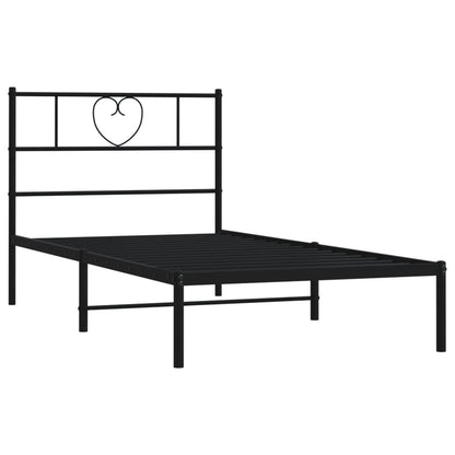 Metal Bed Frame without Mattress with Headboard Black 80x200cm