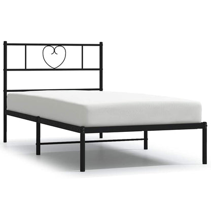 Metal Bed Frame without Mattress with Headboard Black 100x200cm