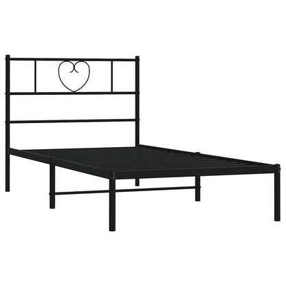 Metal Bed Frame without Mattress with Headboard Black 100x200cm