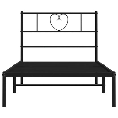 Metal Bed Frame without Mattress with Headboard Black 100x200cm