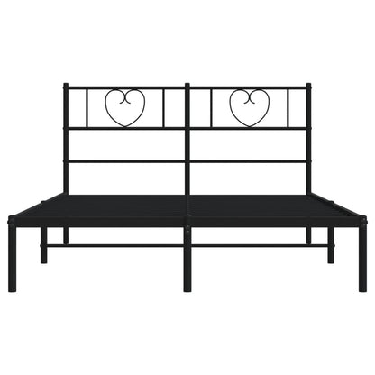 Metal Bed Frame without Mattress with Headboard Black 120x200cm