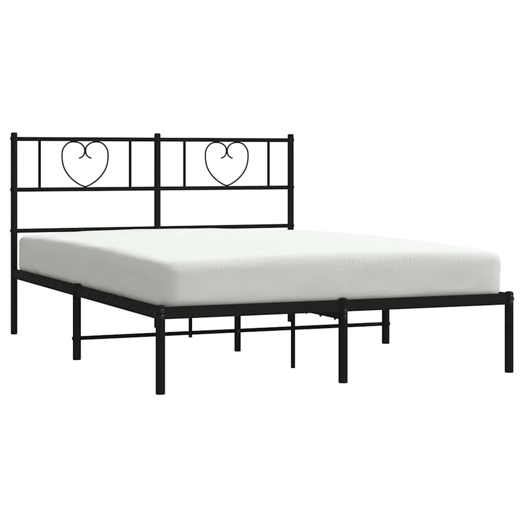 Metal Bed Frame without Mattress with Headboard Black 160x200cm
