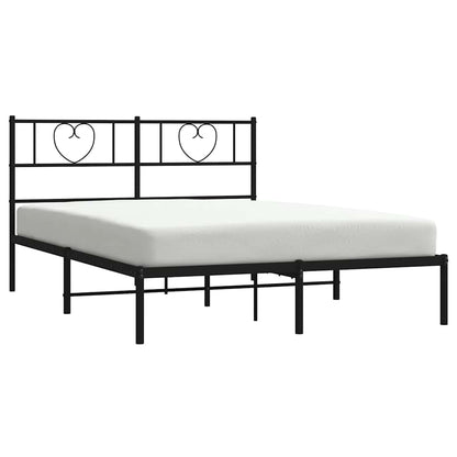Metal Bed Frame without Mattress with Headboard Black 160x200cm