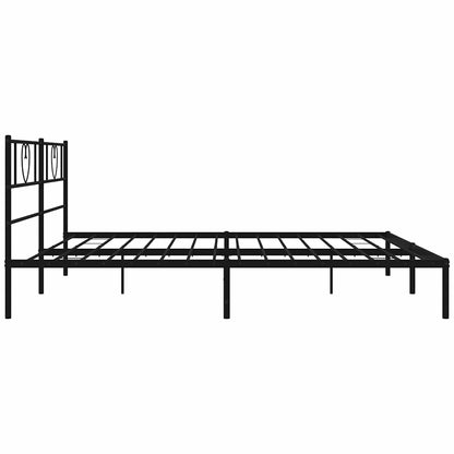 Metal Bed Frame without Mattress with Headboard Black 180x200cm