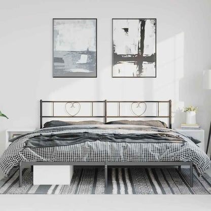 Metal Bed Frame without Mattress with Headboard Black 183x213cm