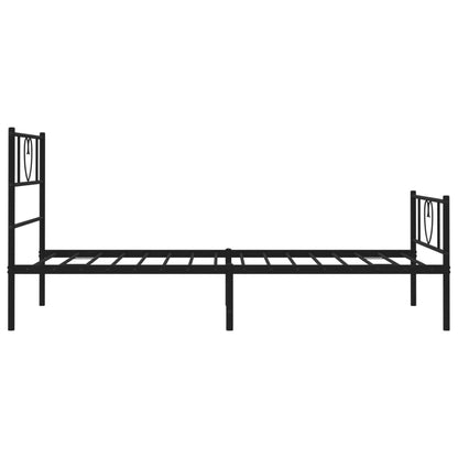 Metal Bed Frame without Mattress with Footboard Black 75x190cm