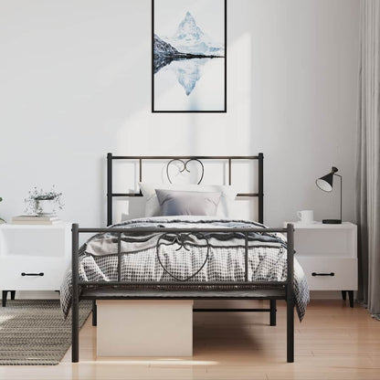 Metal Bed Frame without Mattress with Footboard Black 100x200cm