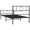 Metal Bed Frame without Mattress with Footboard Black 100x200cm