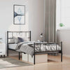 Metal Bed Frame without Mattress with Footboard Black 100x200cm