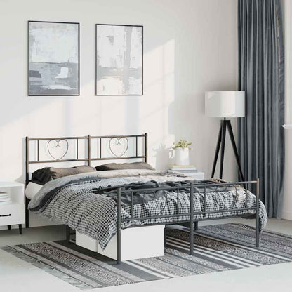 Metal Bed Frame without Mattress with Footboard Black 150x200cm