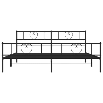 Metal Bed Frame without Mattress with Footboard Black 180x200cm